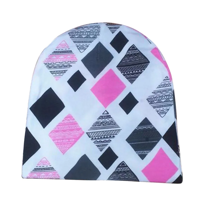 1Pcs hat Geometric Милая детская шапка с животным из мультфильма; шарф; осенне-зимний детский комплект с шапочкой; Детские шарфы с воротником; шапочки для маленьких мальчиков и девочек - Цвет: 1Pcs hat Geometric