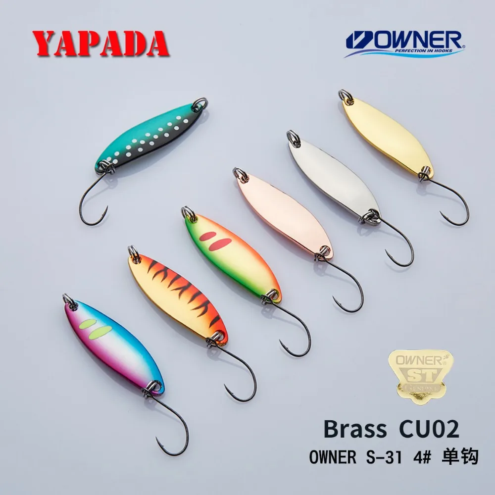 

YAPADA Brass spoon CU02 4.3g/5.3g/7g 43X13mm OWNER Single Hook Multicolor Metal Spoon stream Fishing Lures Trout