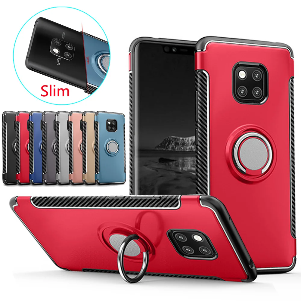 Dual Layer Magnetic Ring Kickstand Armor Case For Huawei Mate 20 Pro Hybrid Hard PC Back Anti Shock Cover |