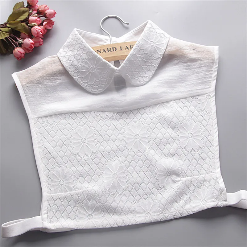 Korean Style Fake Collar White/Black Lace Turndown Blouse Vintage Detachable Chiffon for Women Sweater Accessories |