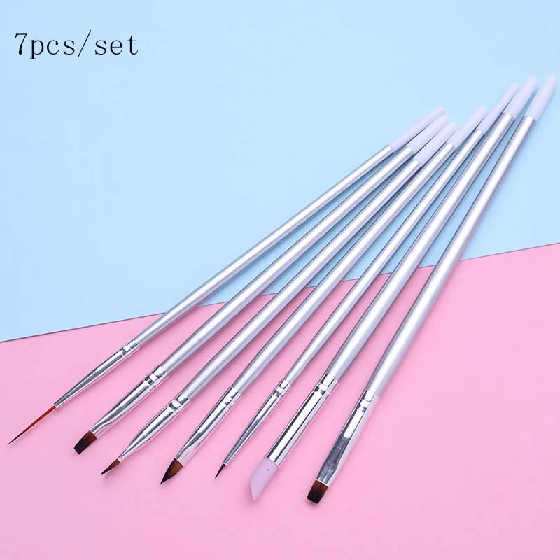 set 11 8/7/5/3/1 шт акриловые французский наконечник для ногтей кисть в форме полумесяца Форма рисунок Ручка Маникюр УФ-гель для ногтей инструменты для ногтей - Цвет: set 11