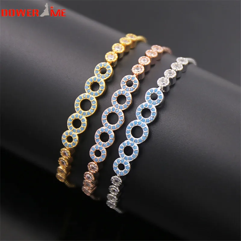 Приданое мне ряд круглых украшения с синий натуральный камень AAA циркон браслет