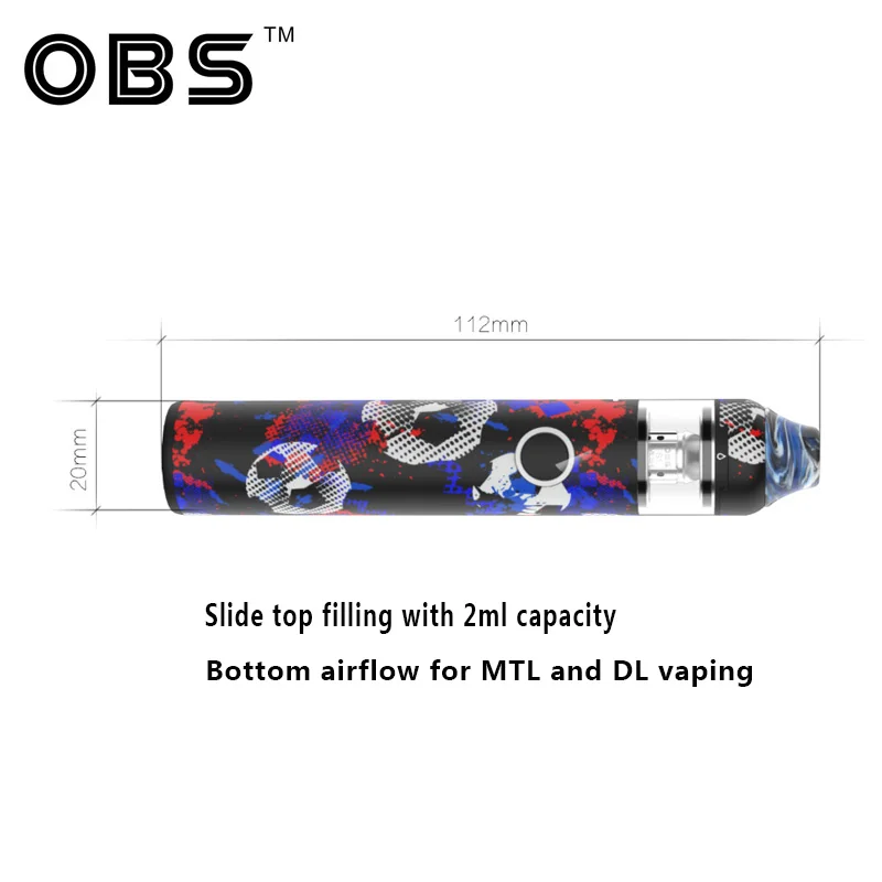 Набор электронных сигарет 2 шт набор Vape OBS KFB2 все в одном стартовый 1500 мАч