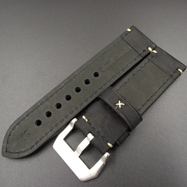 Wholesale 10PCS / lot 20MM 22MM 24MM genuine leather Crazy horse Watch band watch strap man straps black -WB120703 | Наручные часы