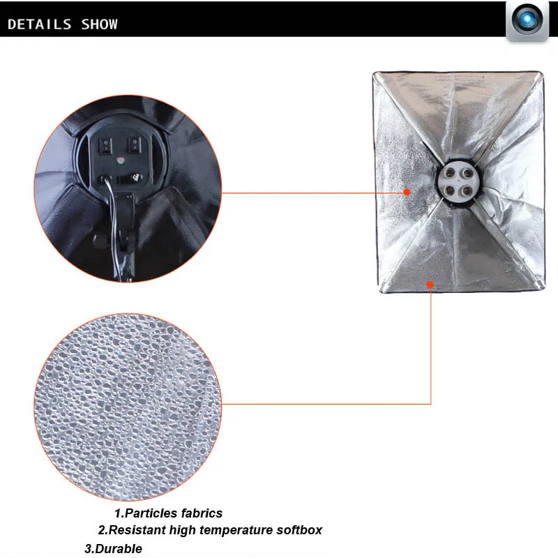 Фотооборудование Набор Фотостудия Soft Box Kit Video Ламподержатель с четырьмя крышками Освещение + мягкий бокс 50x70 см.