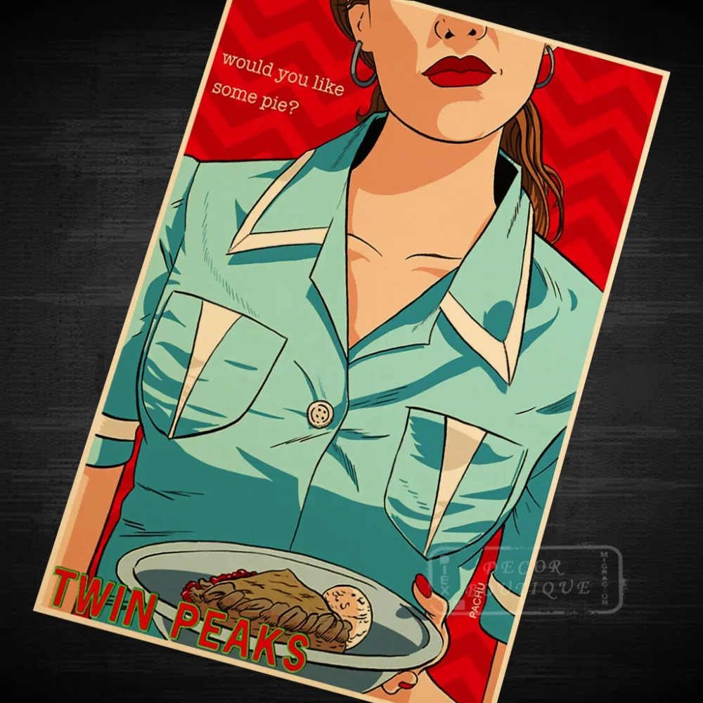 Фильм ужасов Твин Пикс фильм 1990 ВИНТАЖНЫЙ ПЛАКАТ в стиле ретро из крафт-бумаги