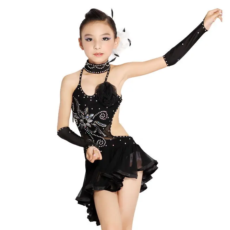 Top quality Little Girl's performance dress latin dance For girl stone tassel Kids Backleses dancer clothing Wholesale | Детская