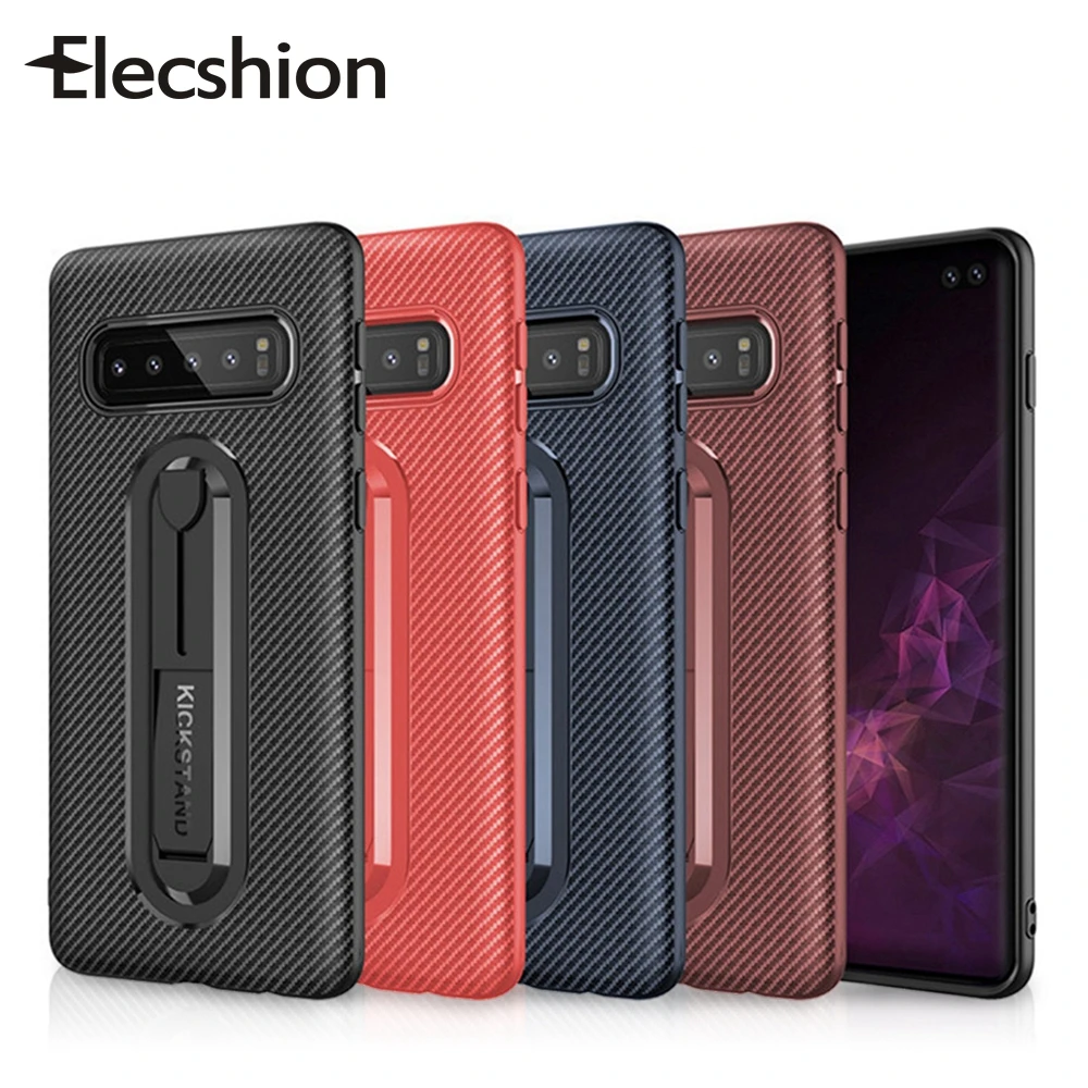 Bumper Carbon Fiber Cover Case Mobile Phone Holder Stand For Samsung S8 Hard Bracket J7 S7 S9 S10 Plus | Мобильные телефоны и