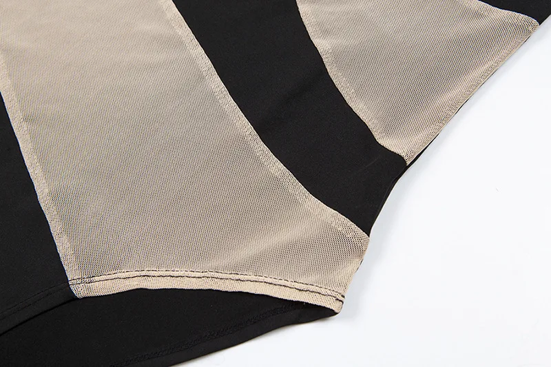 Привлекательное прозрачное боди из сетчатой ткани с пэчворком 2019 женское