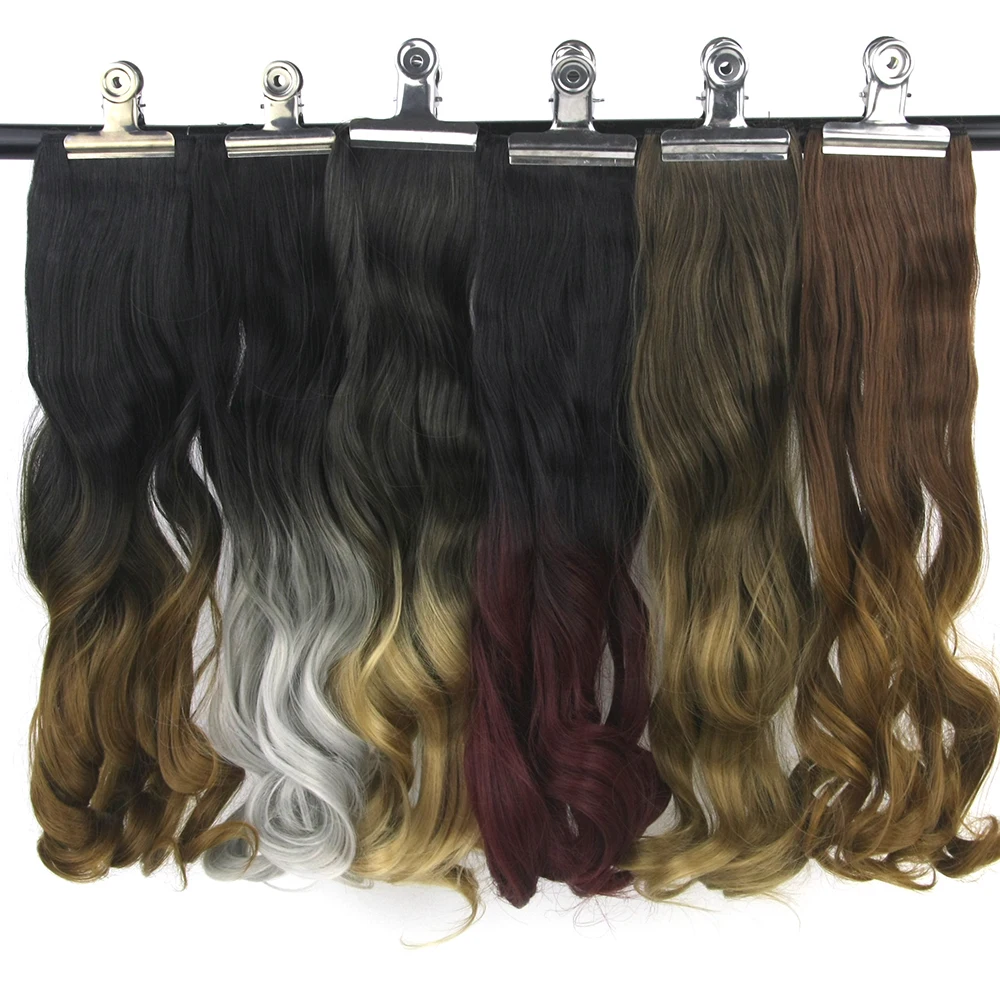 

Soowee 20 Colors Curly Burgundy Gray Ombre Hair High Temperature Fiber Synthetic Hairpiece Clip In Hair Extensions Pad