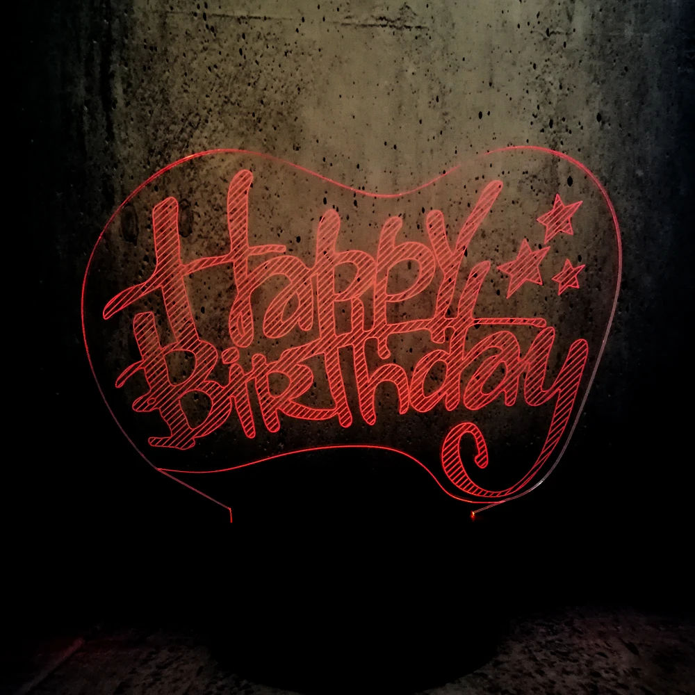 Креативный 3D светодиодный USB светильник с надписью Happy Birthday Word 7 цветов прожекторы