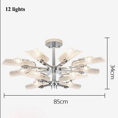 12 lights Современная светодиодная люстра со льдом, хромированная металлическая люстра для гостиной, подвесные люстры со светодиодами, Светильники для спальни, крепеж для подвесных светильников - Цвет абажура: 12 lights