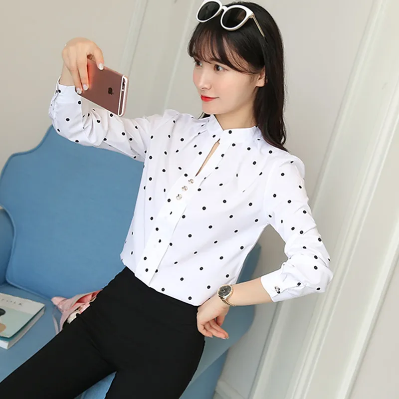 

My NewIn Polka Dot Blouse Women 2018 Spring Cute shirt Office Lady blouses Long Sleeve Female Shirts Blusa Feminina