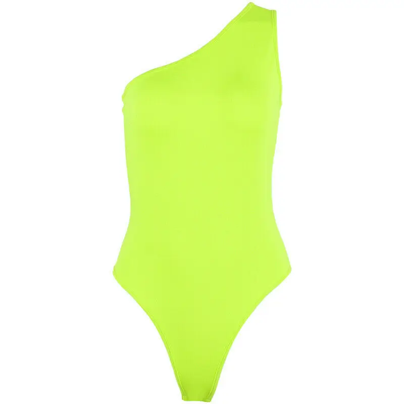 

Ladies Women Romper Summer Sexy Skinny One Shoulder Sleeveless Jumpsuit Bodycon Solid Bodysuit Leotard Top