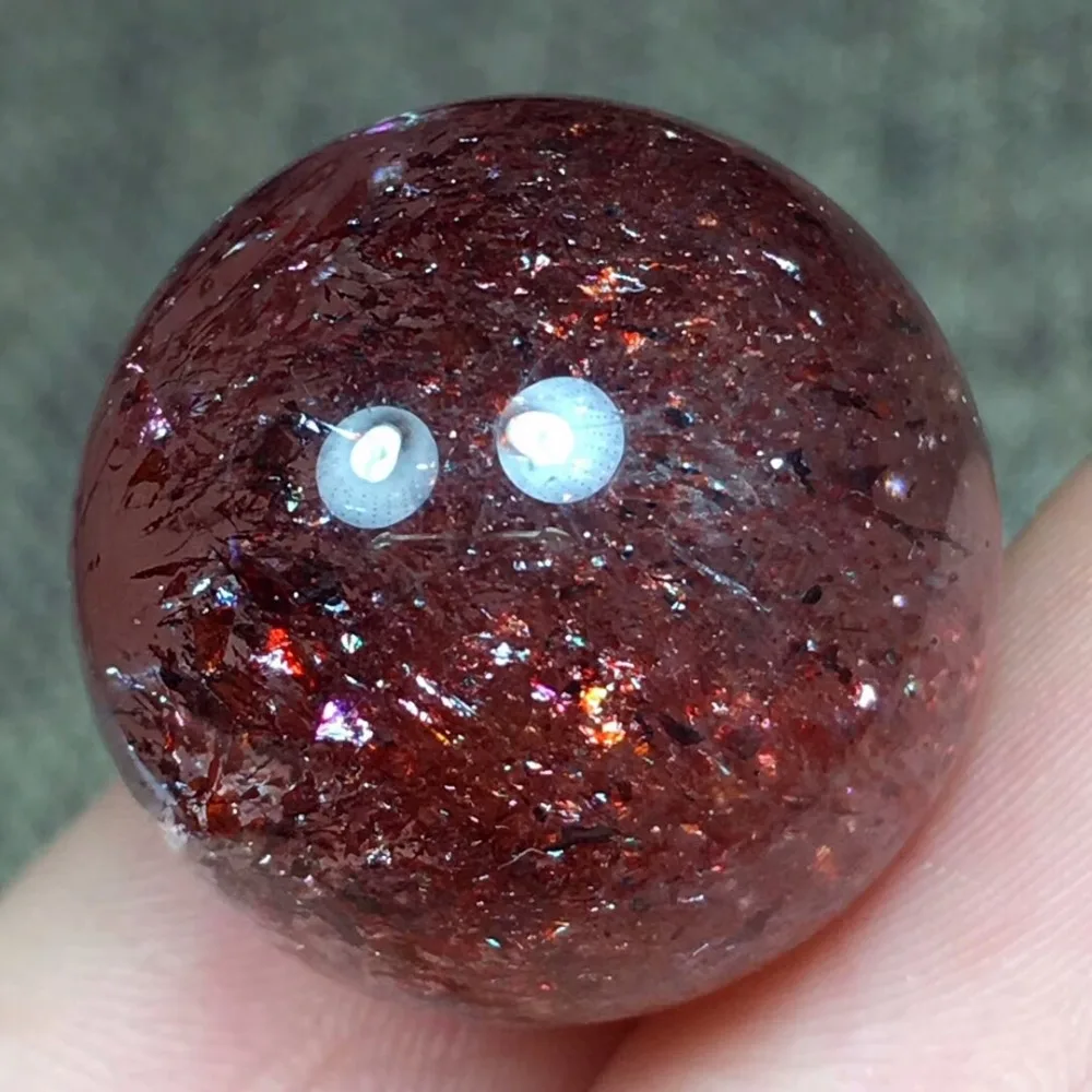 Подлинная натуральная Lepidocrocite кварц супер семь Золотая клубника 18 мм шар Сфера