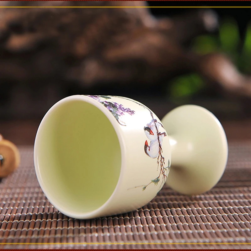 Керамический фарфоровый набор посуды для вина Jingdezhen с рисунком птицы и цветов