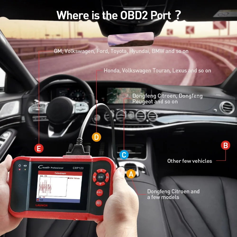 Сканер LAUNCH X431 Creader CRP123 OBD2 Автомобильный сканер для ABS подушки безопасности SRS