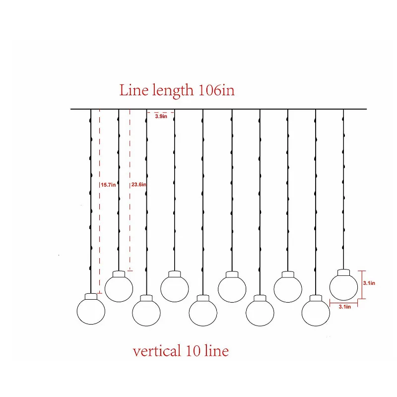 JSEX мяч со светодиодным освещением String cutain Lights медная проволочная лампа