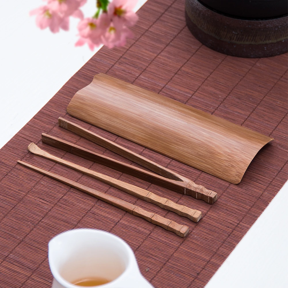 LIESBO 4Pcs Bamboo Teaware Tea Clips Wood Toast Tong Wooden Toaster Bagel Bacon Squeezer Sugar Ice Tongs | Дом и сад
