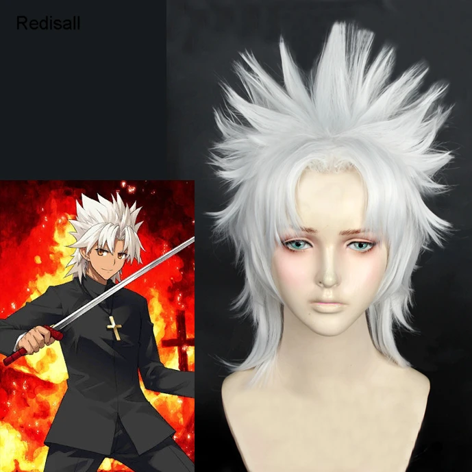 

Amakusa Shirou Tokisada косплей парик Fate/Apocrypha большой заказ Shirou Kotomine ролевая игра серебряные белые короткие прямые волосы