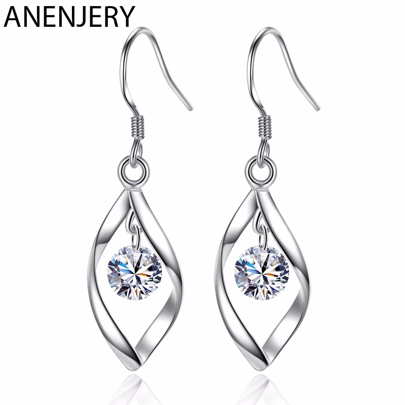 Женские серьги подвески ANENJERY из 925 пробы серебра с цирконием S E312|earrings for|dropping earrings