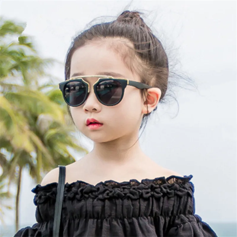Curtain Okulary 2019 New Fashion Cat Eye Sunglasses For Kids Girls Boys Cute Metal Frame Sun Glasses Children UV400 Gafas De Sol |