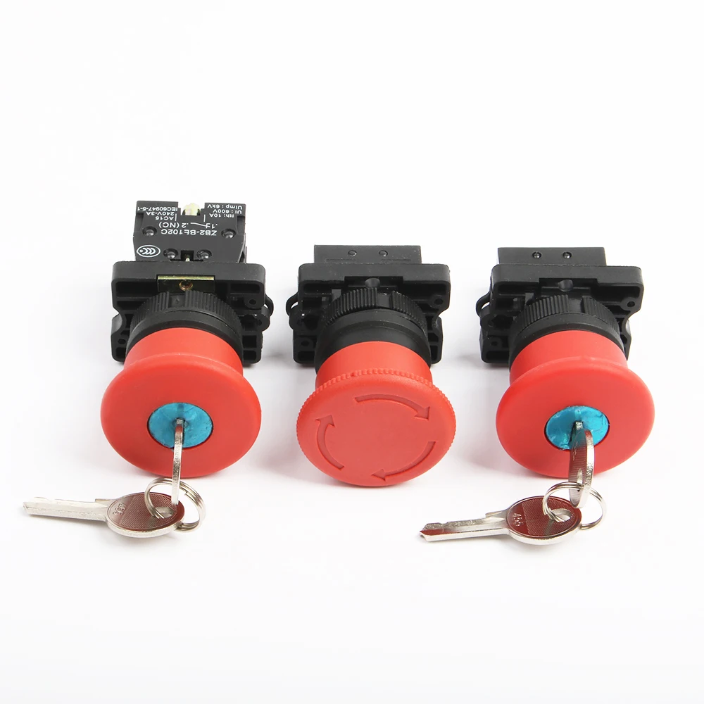 XB2-ES142 XB2-ES145 XB2-ES542 1NC/1NO1NC ключ перезагрузка, экстренная остановка кнопочный переключатель/фиксацией, Грибовидная головка 40 мм кнопочный переключатель