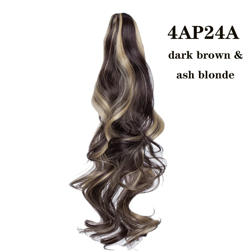 4AP24A S-noilite 18-26 дюймов длинные вьющиеся конский хвост клип в наращивание волос Синтетические прямые поддельные хвост пони коготь на шиньоны - Цвет: 4AP24A