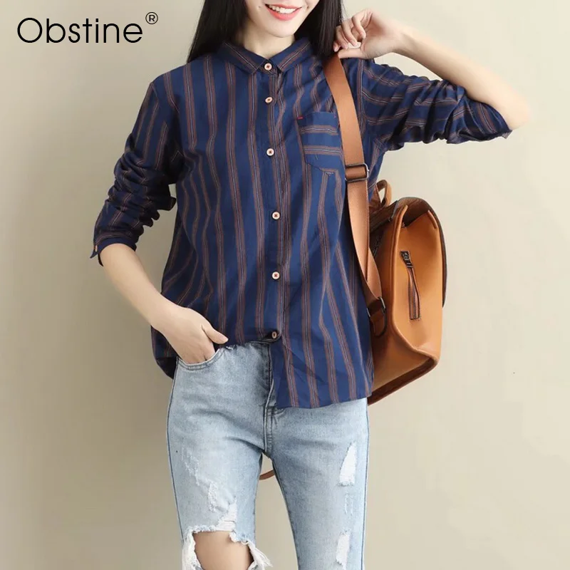 Obstine 2018 Women Striped Casual Chiffon Blouses Shirts Short Sleeve O-neck Femme Blouse Fashion Ladies Lady Tee Tops |