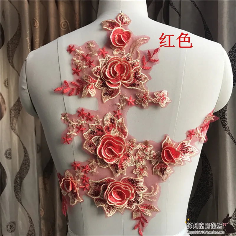 1Pc 38X42cm 4Colors Delicate 3D Wedding Veil Head Ornaments Lace Applique Trim Dress DIY Accessories BD0368 | Дом и сад
