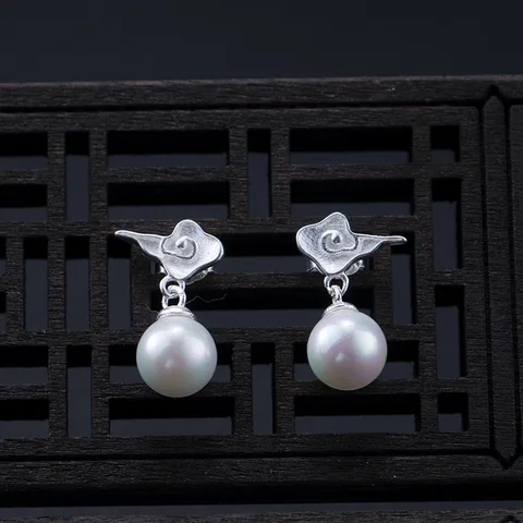 Серьги-капельки женские из серебра серьги из натурального пресноводного жемчуга пробы