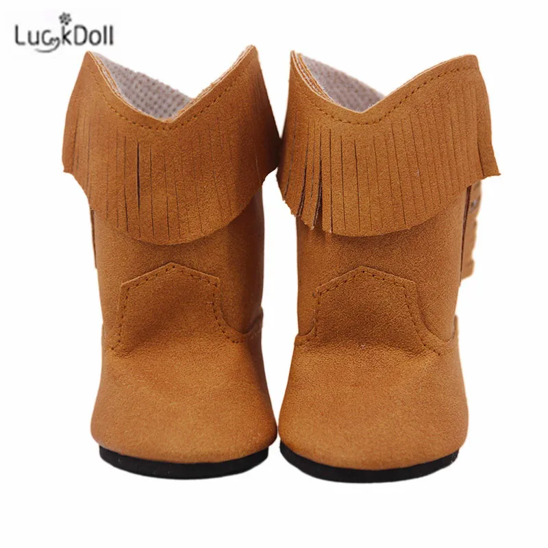 LUCKDOLL1 пара однотонные сапоги подходят 18 дюймов Американский 43 см Кукла одежда аксессуары, игрушки для девочек, поколение, подарок на день рождения