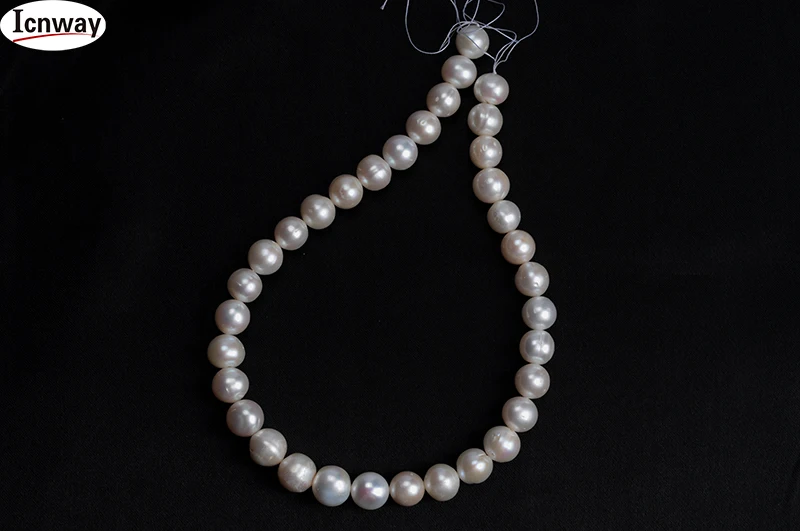 

Natural near round freshwater Pearl white 12-14mm For Jewelry Making 15inches DIY necklace bracelet FreeShipping Wholesale