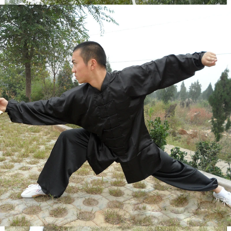 Мужская униформа aiкутami Wushu костюм Тай Чи однотонные свободные рубашки с длинным