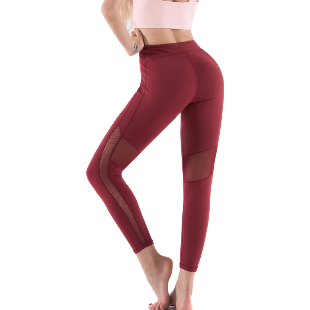 

Newly Women Yoga Pants Mesh Breathable Slim Fit Lifting Hips Pants for Sports m99