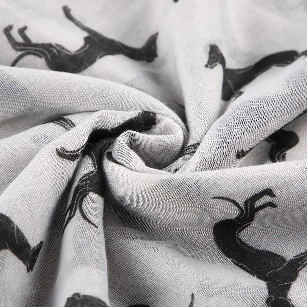 Ladies Animal Printed Scarf New Korean Style High Quality Lovely Dog Shawl 70*180CM Polyester Breathe Tassels Thin Scarf