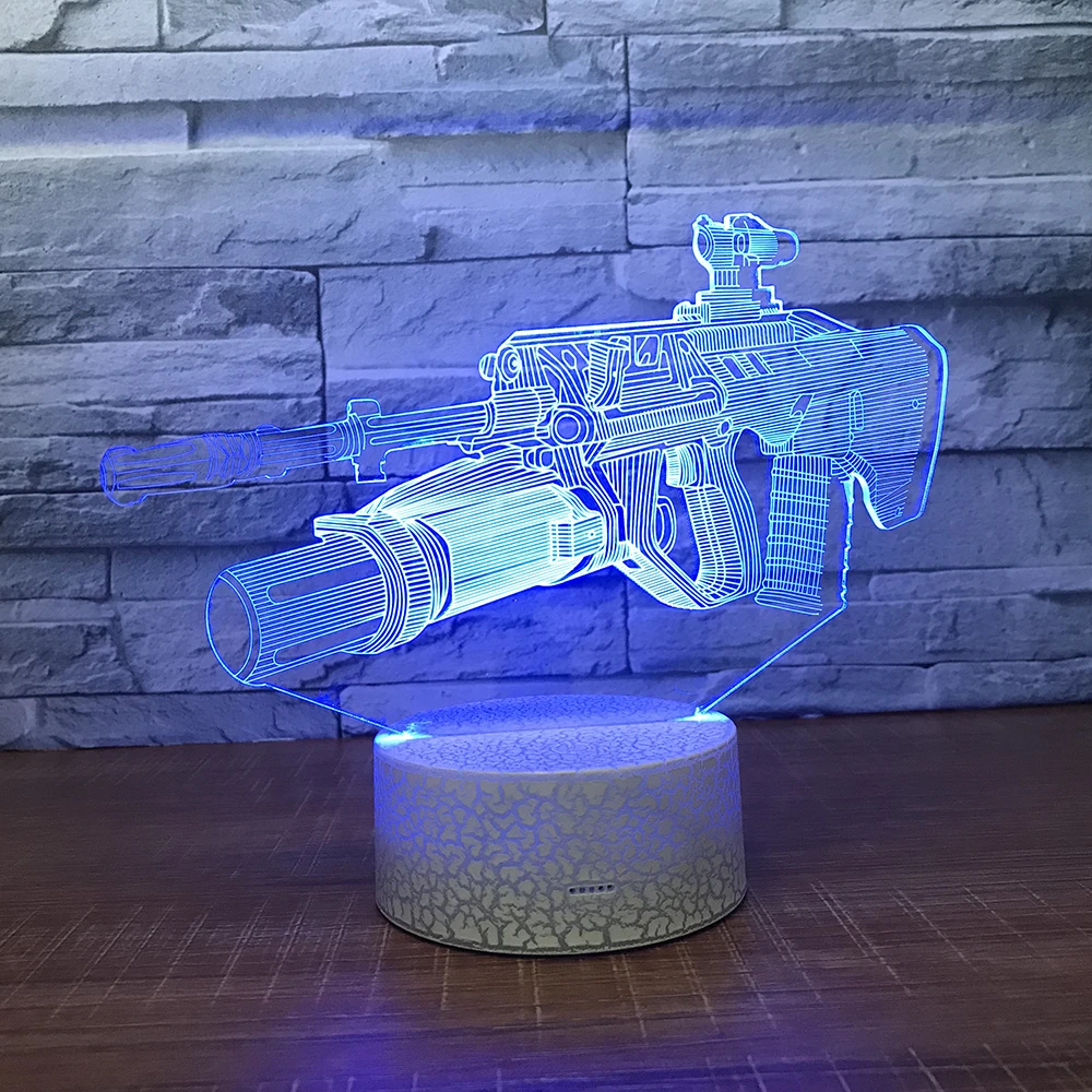 Машина gun3D ночник креативная Иллюзия 3d лампа LED 7 цветов меняющая Настольная для
