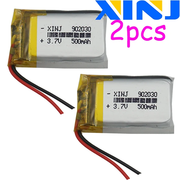 without plug XINJ 2 шт. 3,7 в 500 мАч литий-полимерный Батарея 2pin JST-PH 1,0/1,25/1,5/2,0/2,54 мм 902030 для gps Камера гарнитура для умных часов - Цвет: without plug