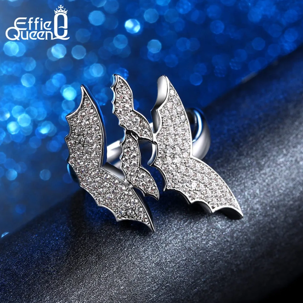 Effie Queen Серебряный Цвет кольца для женщин 6 9 Размеры с мелким цирконием AAA черного