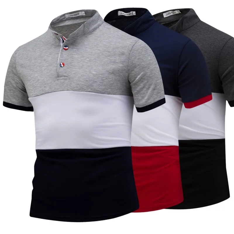 Для мужчин летняя детская одежда новый дизайн воротника футболка с короткими