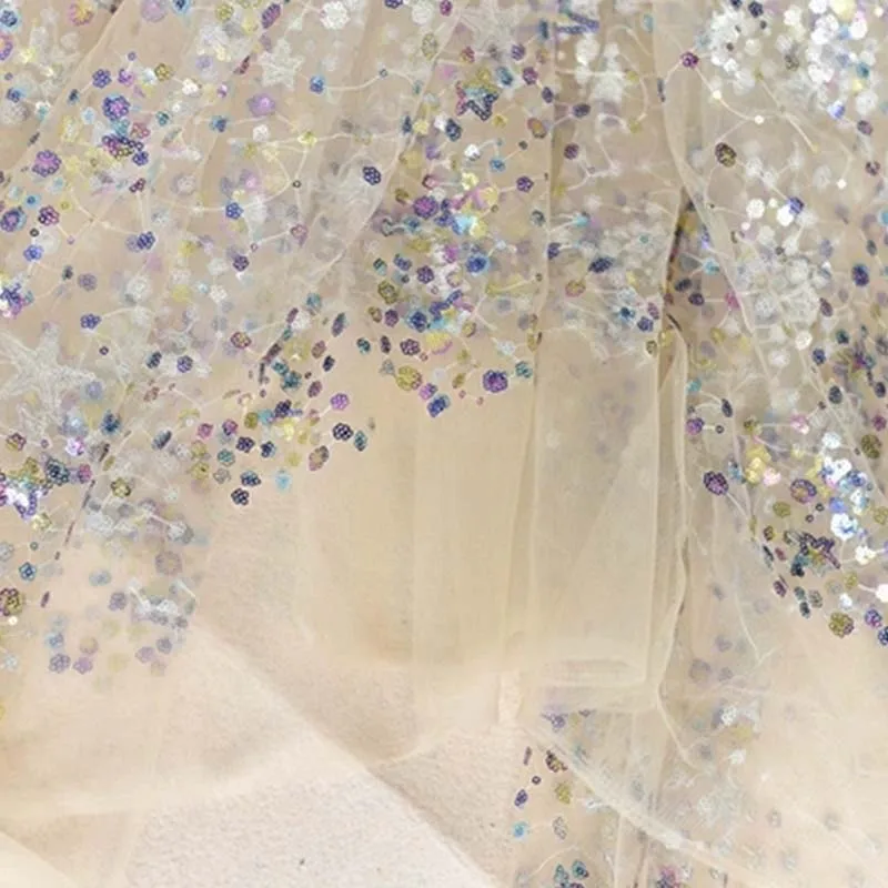 130x50 см Высокое качество вышитый тюль ткань Sequinsed тюль кружево ткань чистая Свадьба/Evinging/шоу платье кружевная ткань
