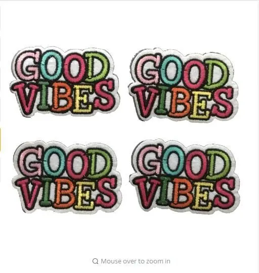 DZ 10 шт./лот новые вышитые нашивки GOOD VIBES термоклейкая нашивка для одежды буквы
