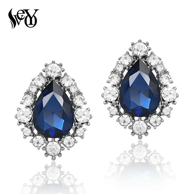 Женские серьги гвоздики с кристаллами VEYO круглые новый дизайн|crystal stud earrings|brand