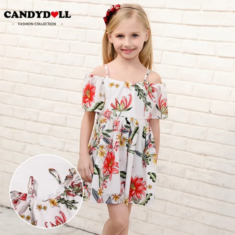 Girls Dress Summer Style Brand Clothes Rose Flowers Design for Kids Beach Dresses On Holiday | Детская одежда и обувь