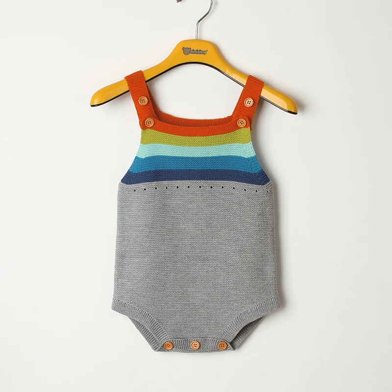 Детское Радужное трикотажное боди для новорожденных летний детский комбинезон