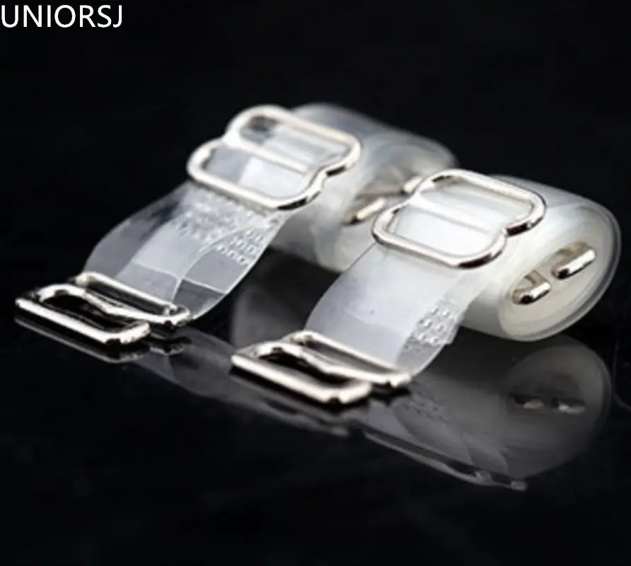3Pairs=6Pcs 1.8CM Metal Buckle Bra Straps Belt Women's Elastic Transparent Matte Silicone Adjustable Baldric |