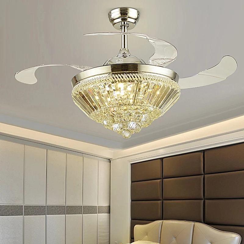 Light luxury crystal invisible fan light living room simple restaurant ceiling | Освещение