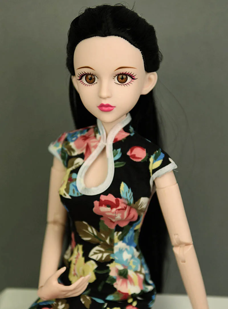 Кукла Синьи черные волосы 1/4 BJD 3D реалистичные глаза голые 46 см Оригинальная кукла