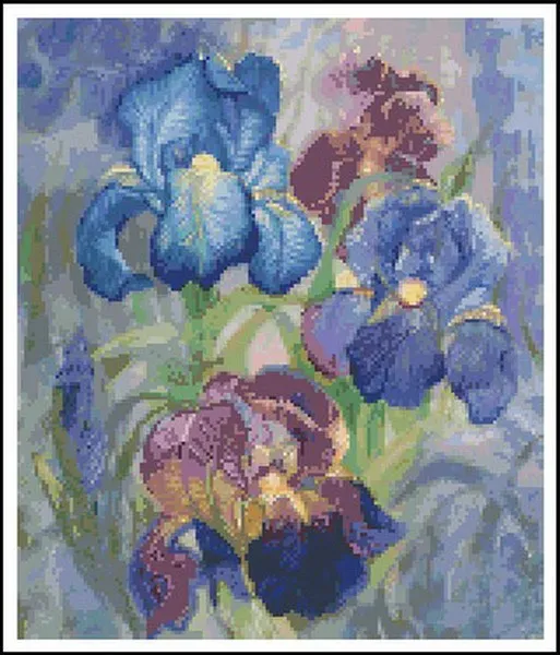 Классический милый набор крестиков Ирисовые орхидеи элегантные цветочные цветы