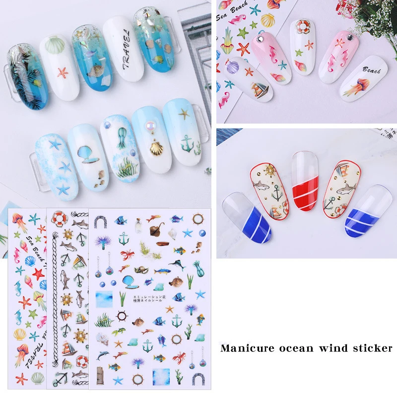 3D наклейки для ногтей 1 лист летние клейкие дизайна украшения татуировки